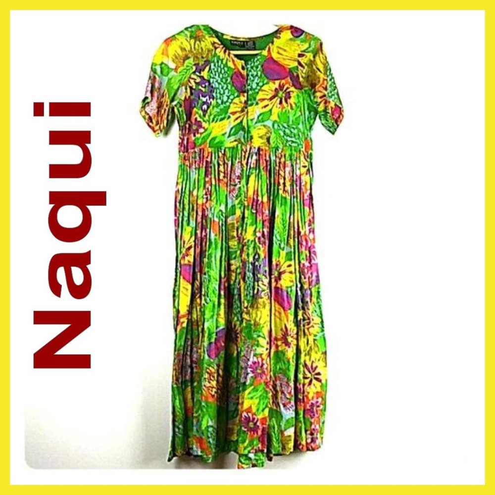 Naqui Vintage Tropical Midi Cotton Dress